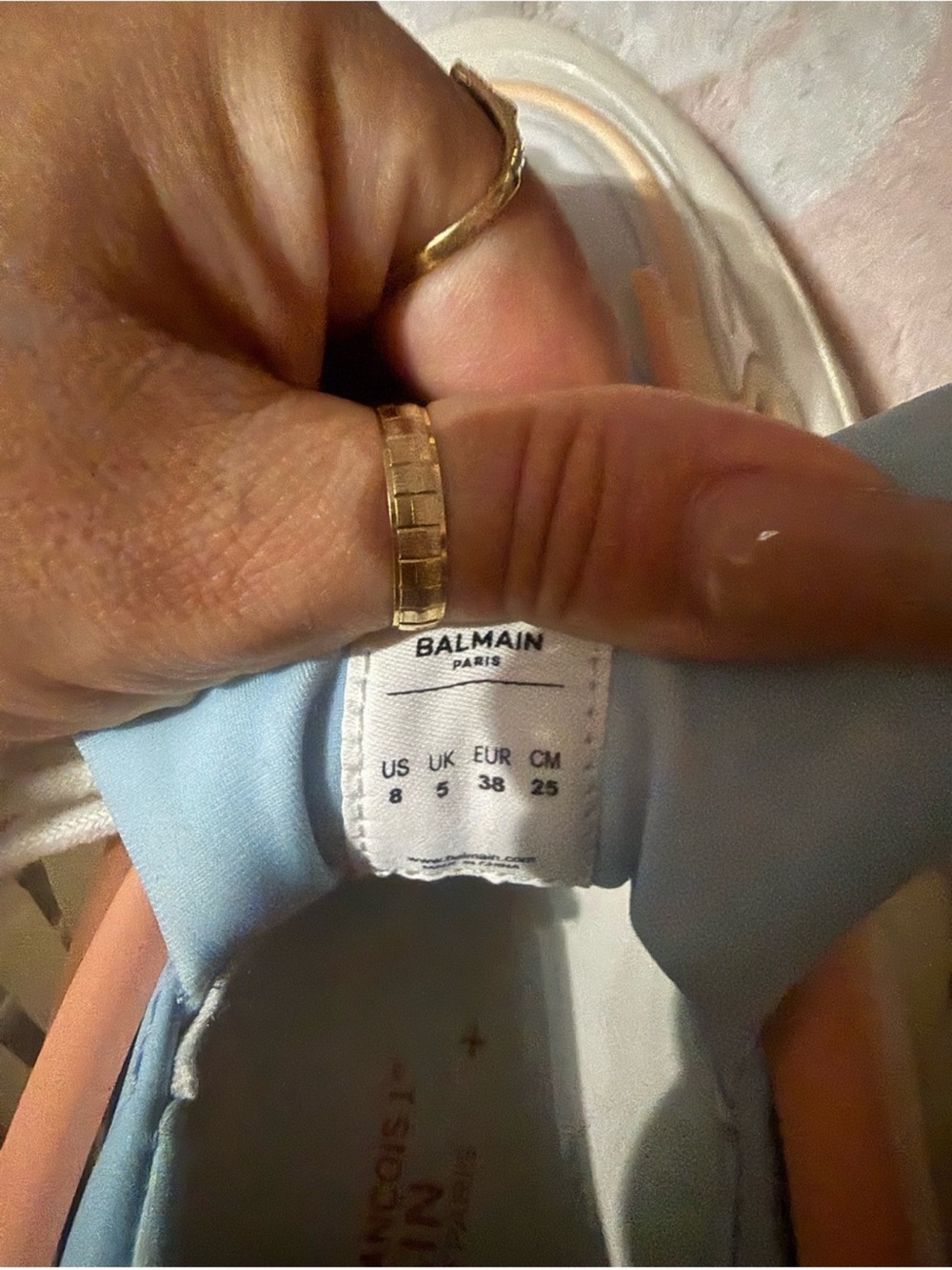 Balmain Men’s Pale Blue Accessory with Gold Ring Accent